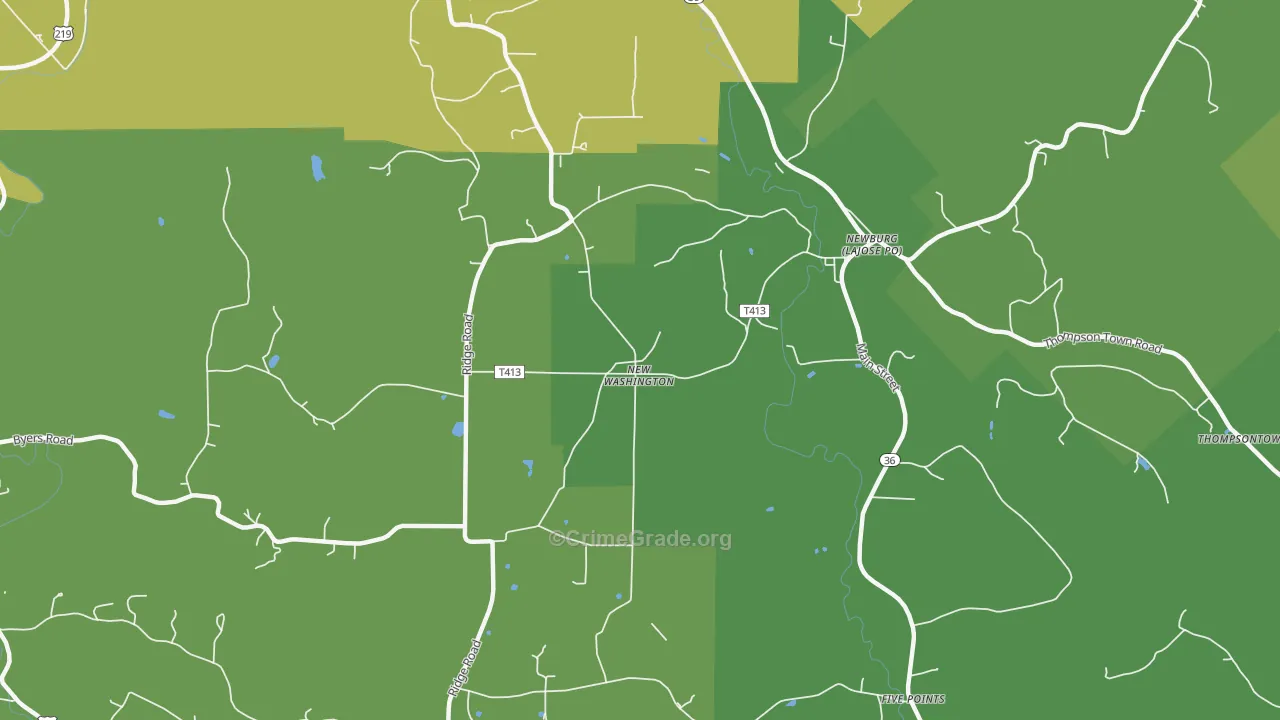 New Washington, PA Map of Theft Rates