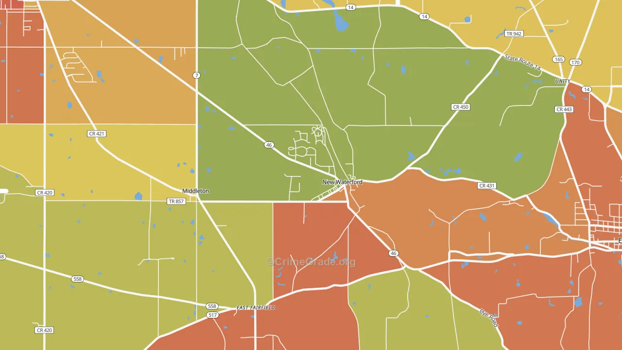 New Waterford, OH Map of Theft Rates