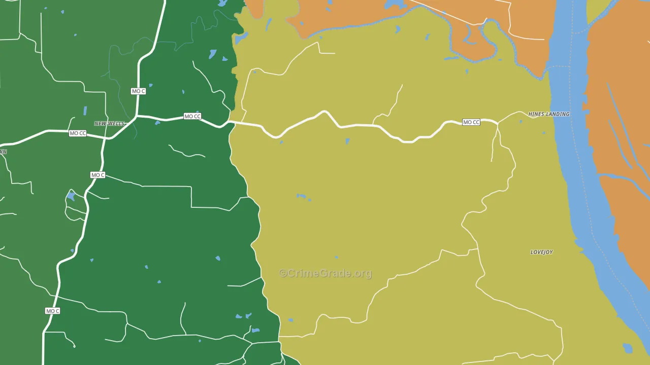 New Wells, MO Map of Theft Rates