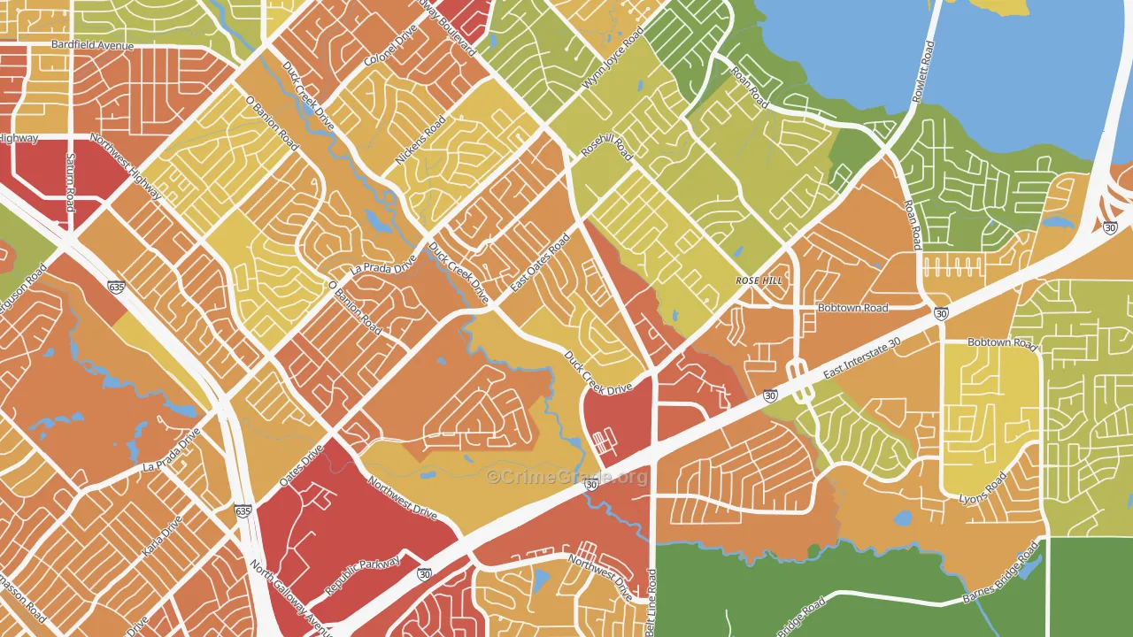 New West, Garland, TX Map of Theft Rates