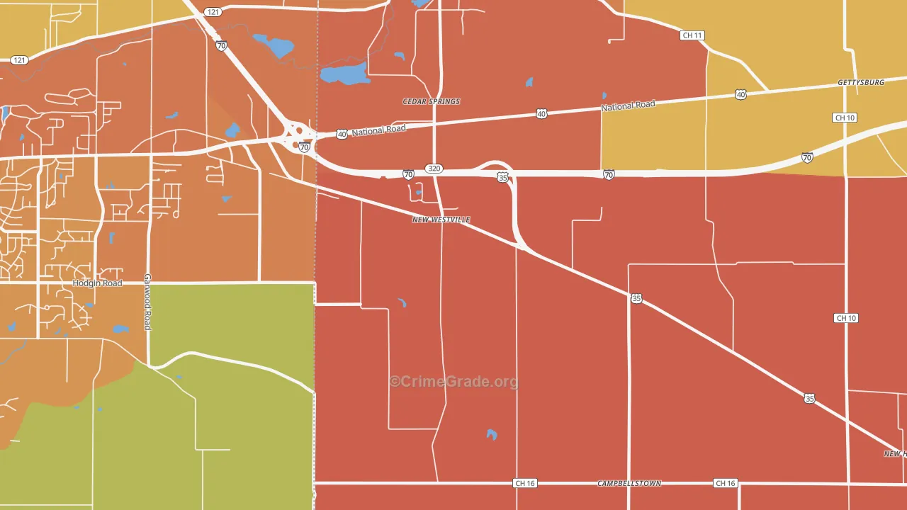 New Westville, OH Map of Theft Rates