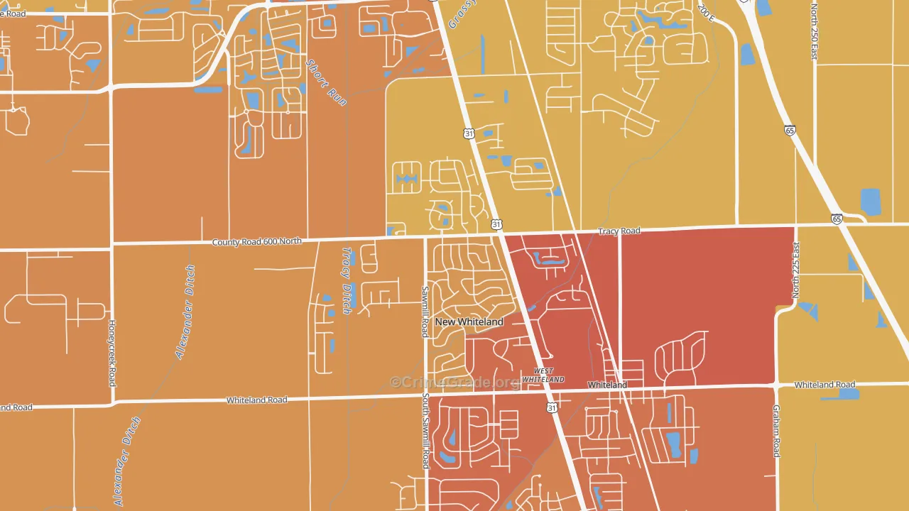 New Whiteland, IN Map of Theft Rates