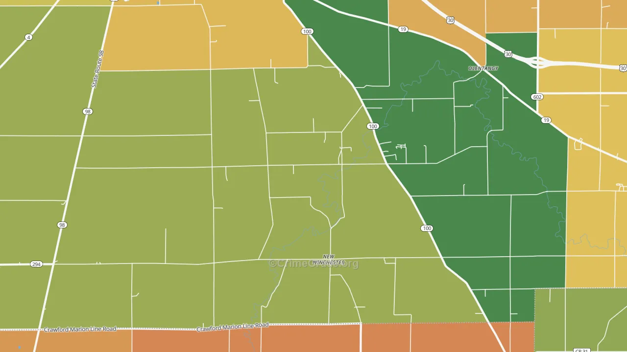 New Winchester, OH Map of Theft Rates