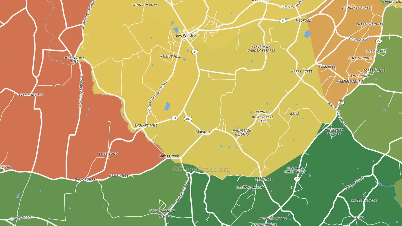 New Windsor, MD Map of Theft Rates