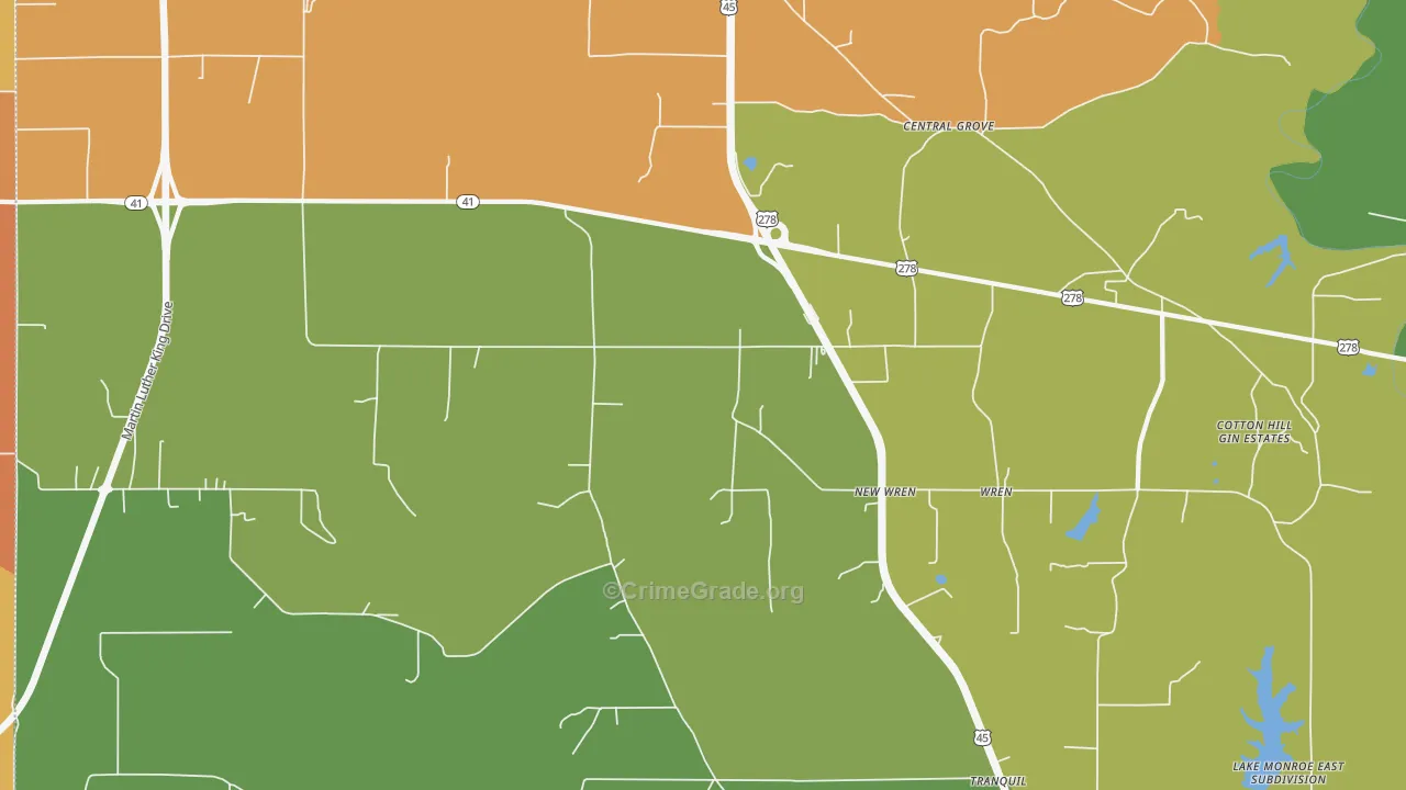 New Wren, MS Map of Theft Rates