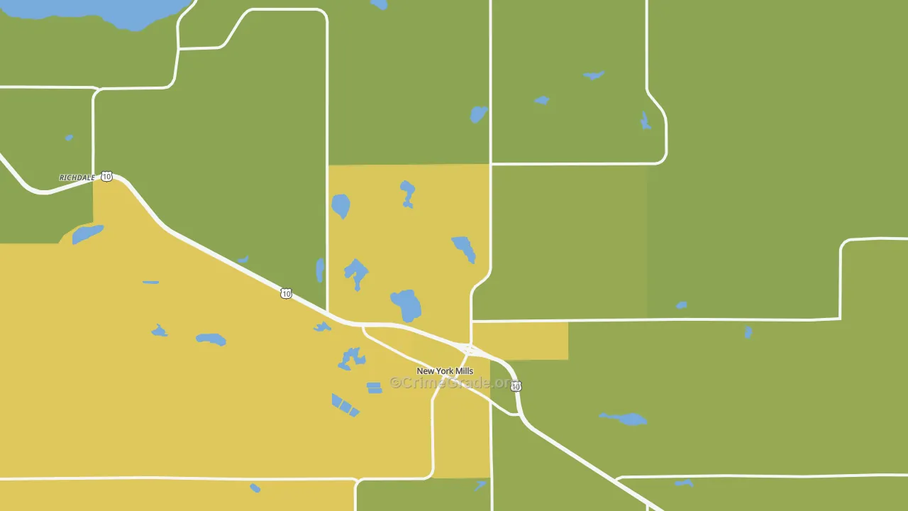New York Mills, MN Map of Theft Rates