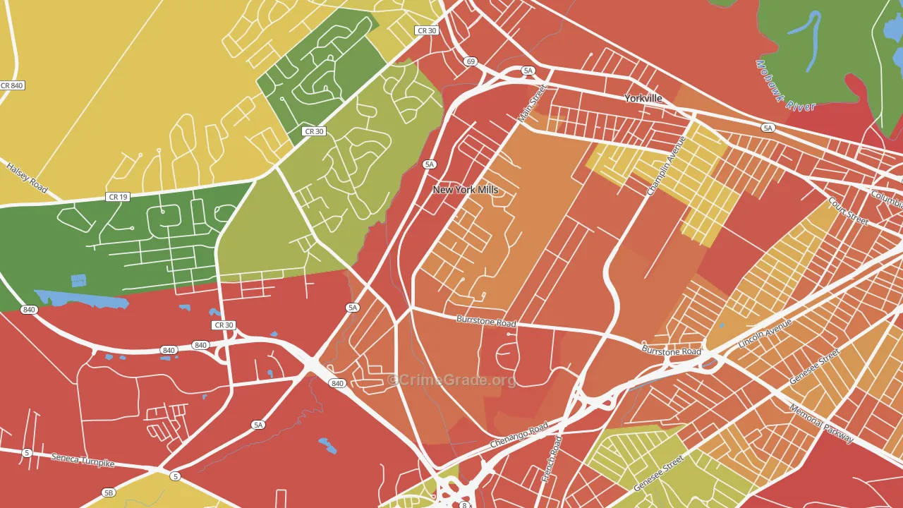 New York Mills, NY Map of Theft Rates