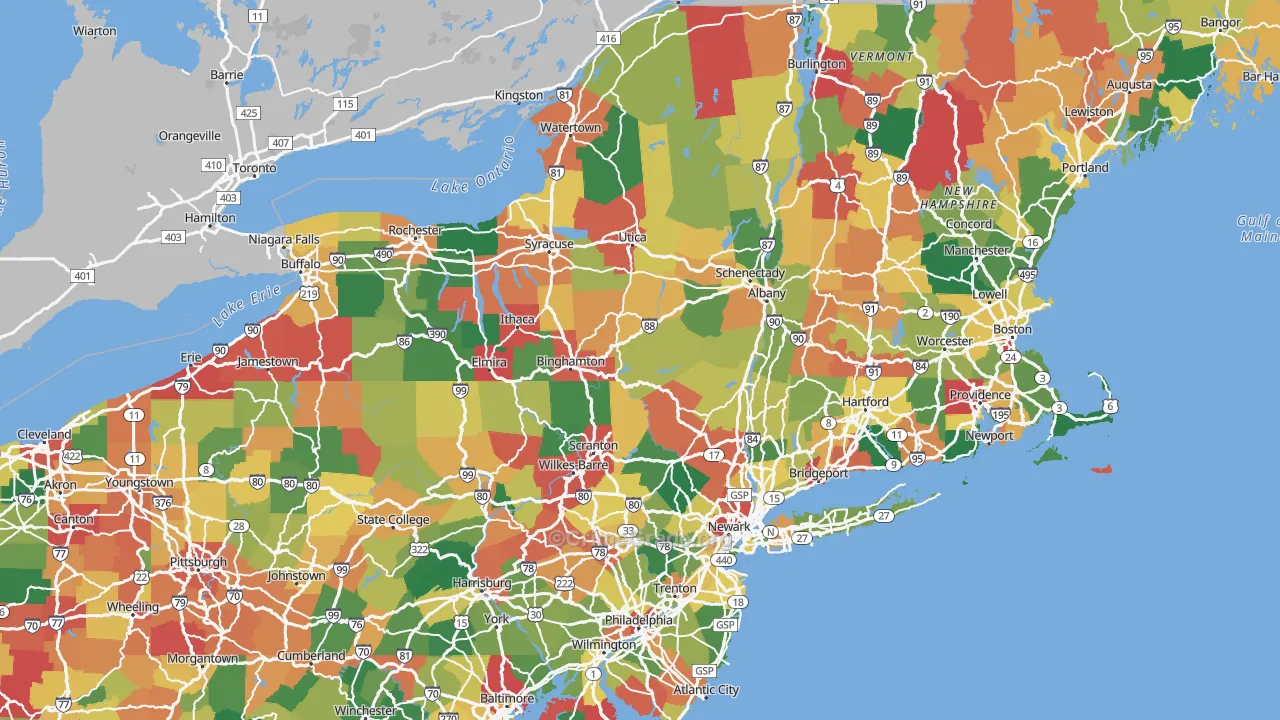 New York Map of Theft Rates