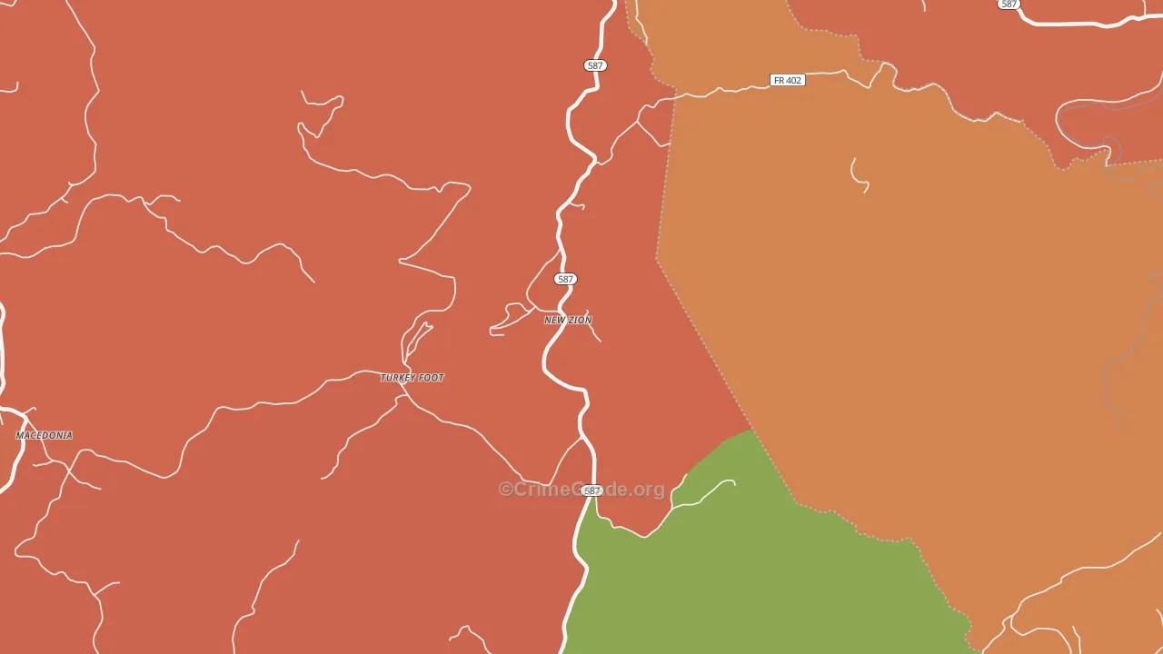 New Zion, KY Map of Theft Rates