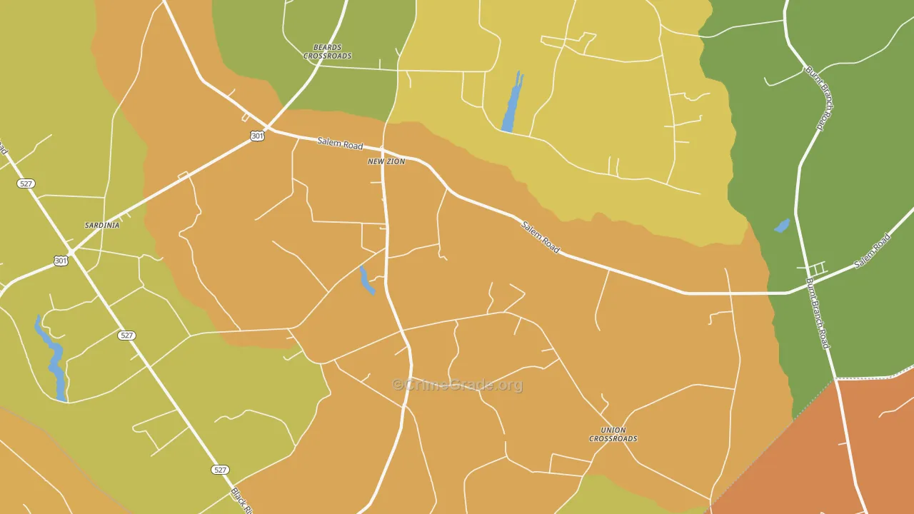 New Zion, SC Map of Theft Rates