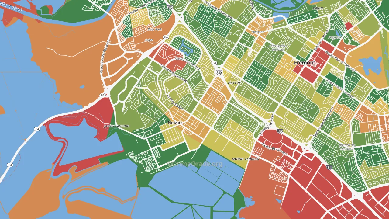 Newark, CA Map of Theft Rates
