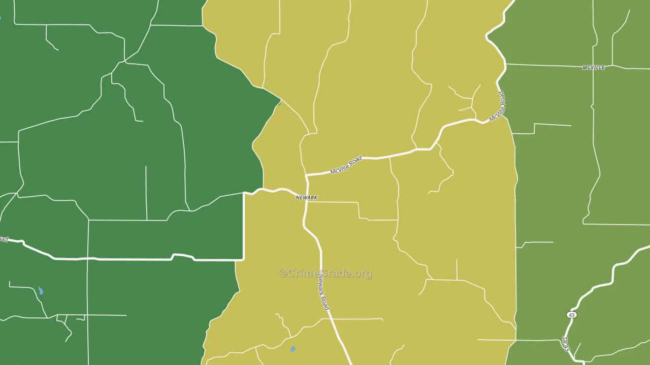 Newark, IN Map of Theft Rates