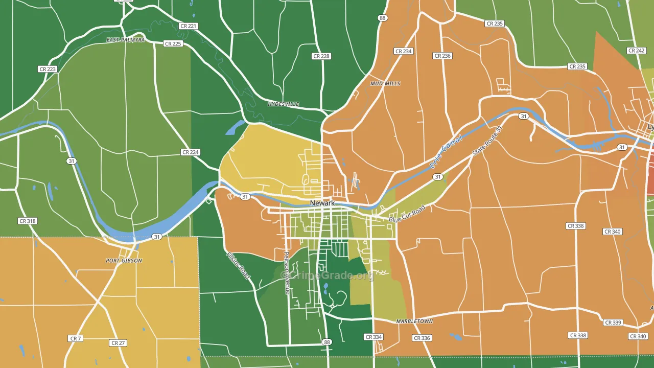 Newark, NY Map of Theft Rates