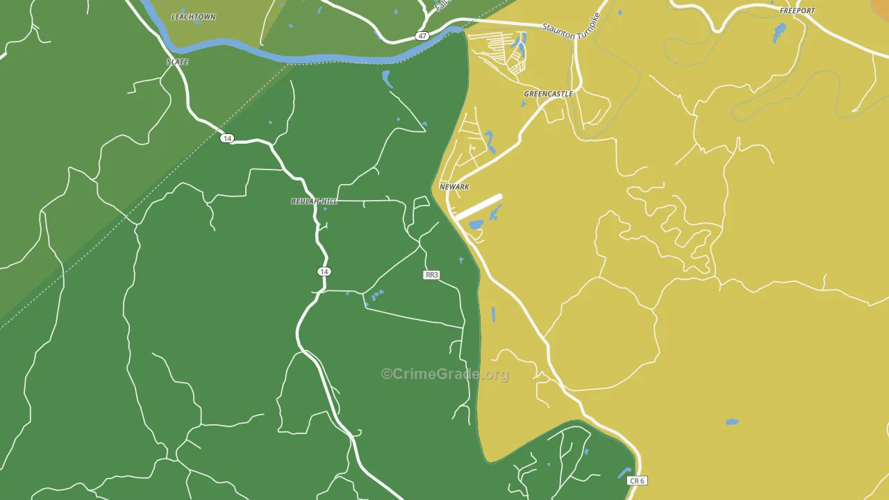 Newark, WV Map of Theft Rates