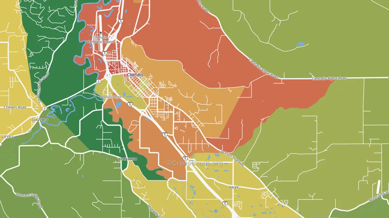 Newaukum, WA Map of Theft Rates