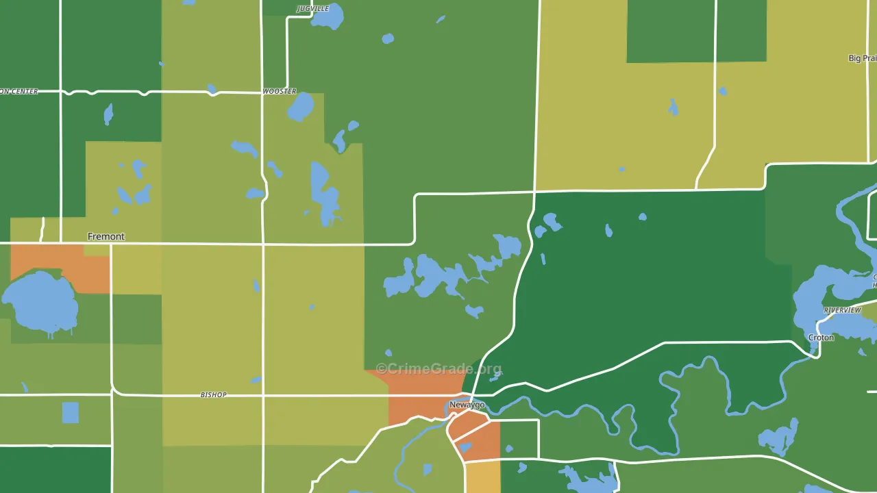 Newaygo County, MI Map of Theft Rates