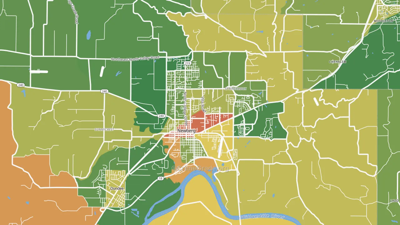 Newberg, OR Map of Theft Rates