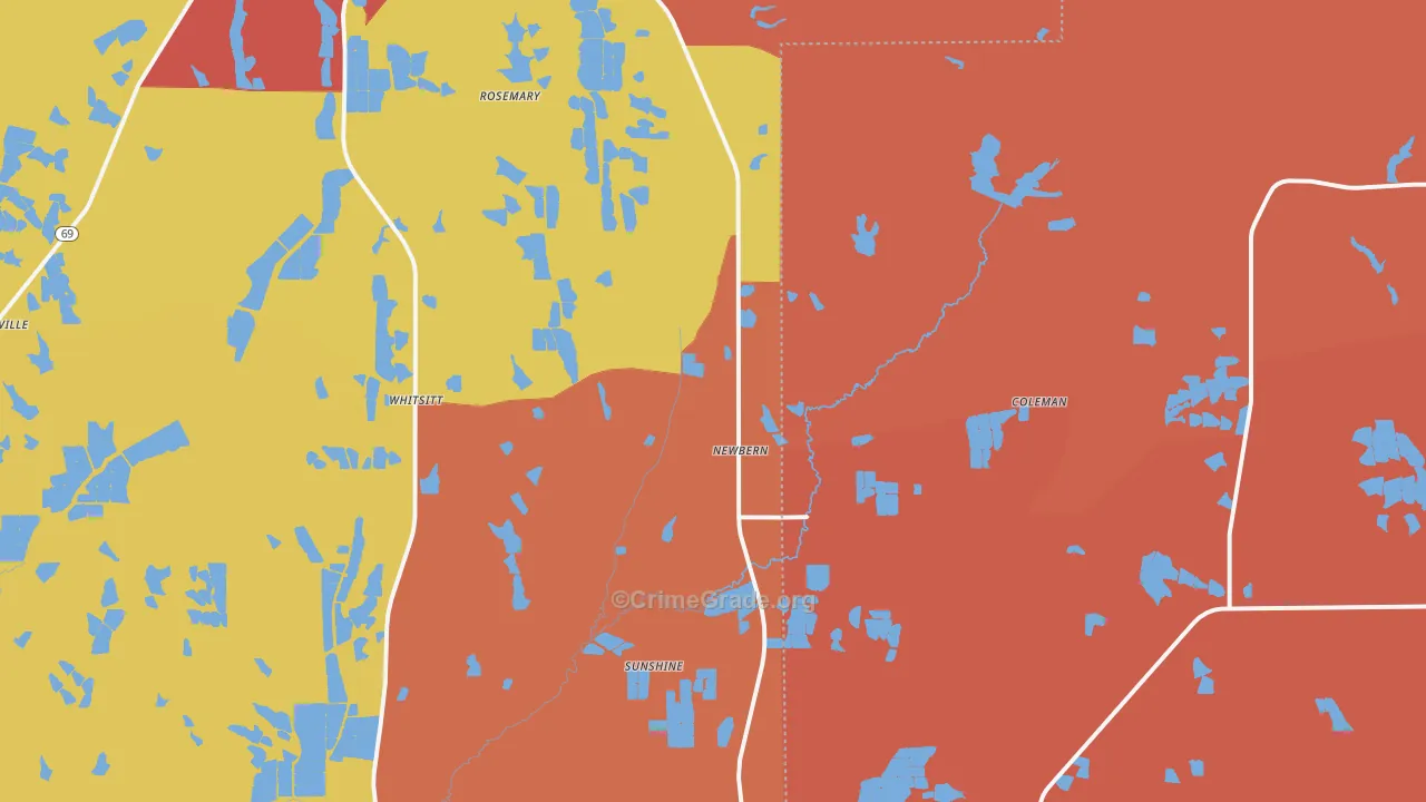 Newbern, AL Map of Theft Rates
