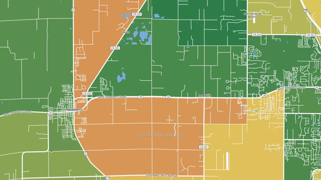 Newberry, FL Map of Theft Rates