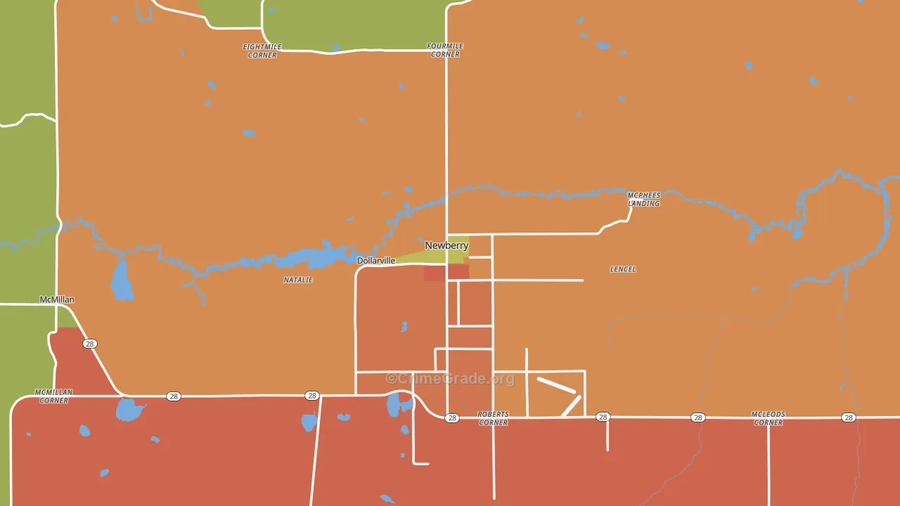 Newberry, MI Map of Theft Rates