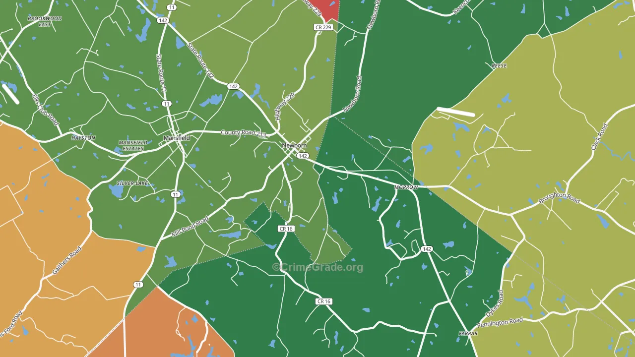 Newborn, GA Map of Theft Rates
