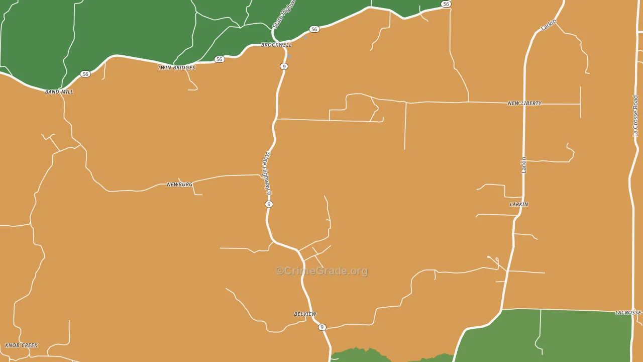Newburg, AR Map of Theft Rates