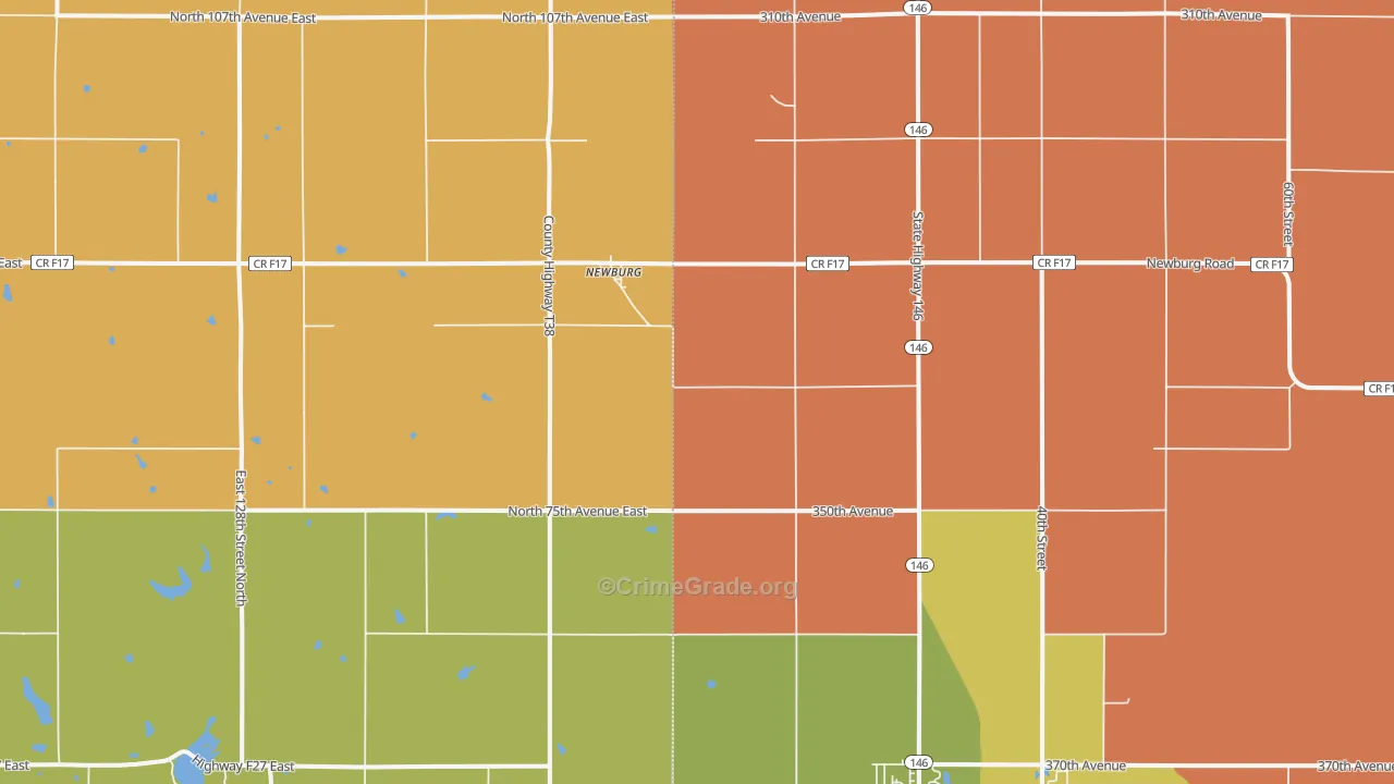 Newburg, IA Map of Theft Rates