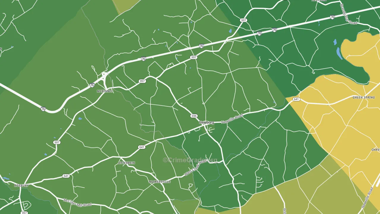 Newburg, PA Map of Theft Rates