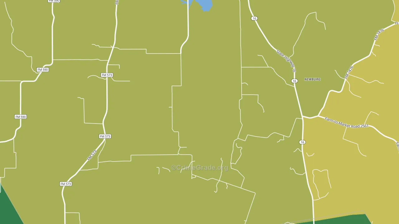 Newburg, TX Map of Theft Rates