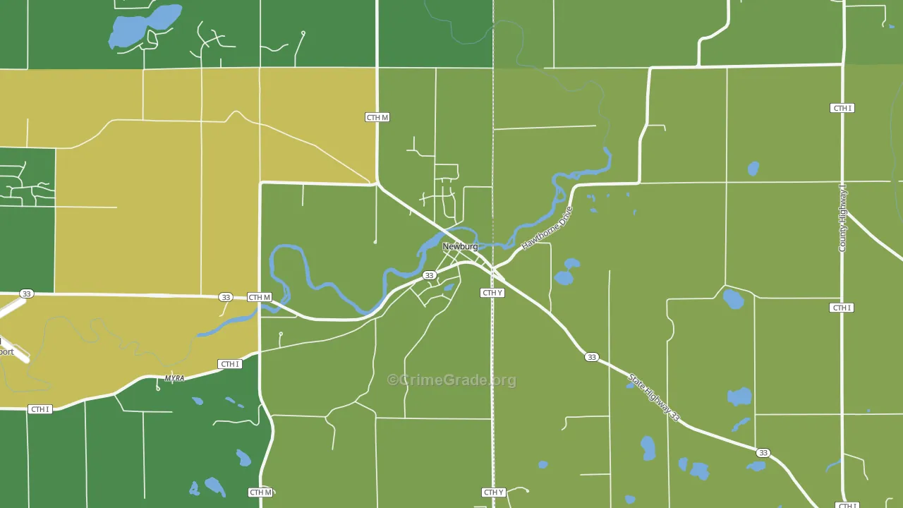 Newburg, WI Map of Theft Rates
