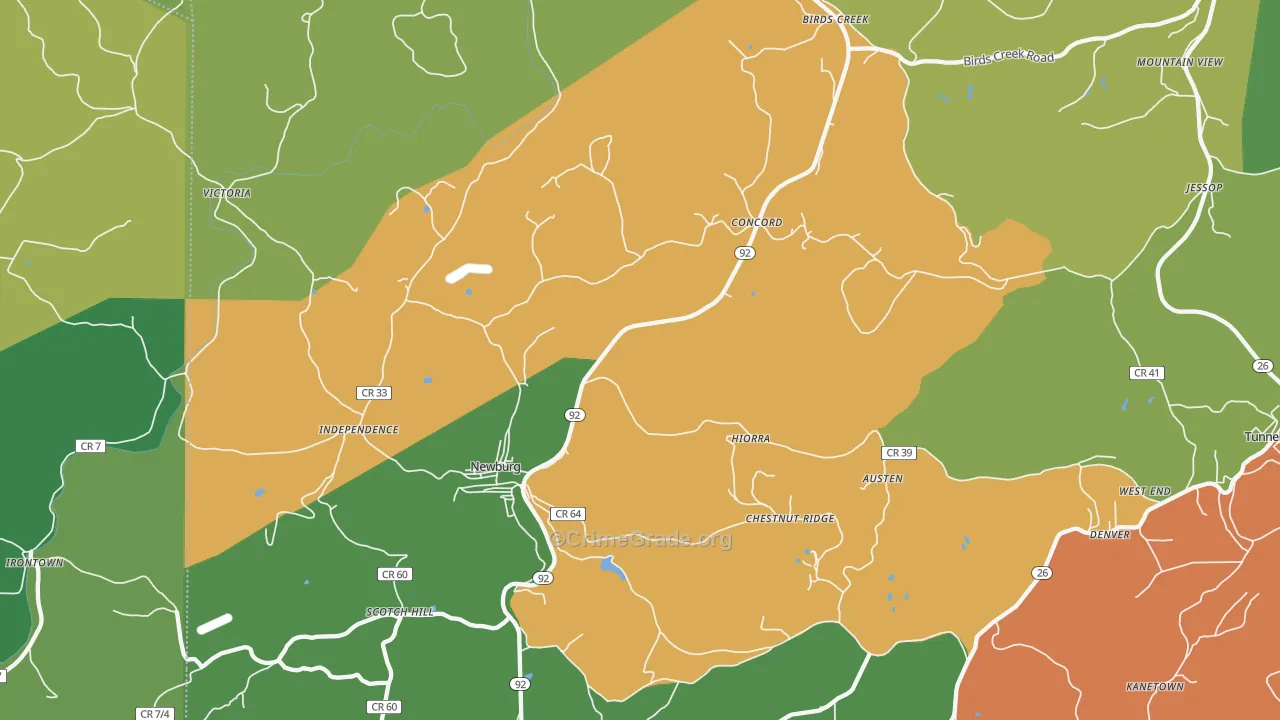 Newburg, WV Map of Theft Rates