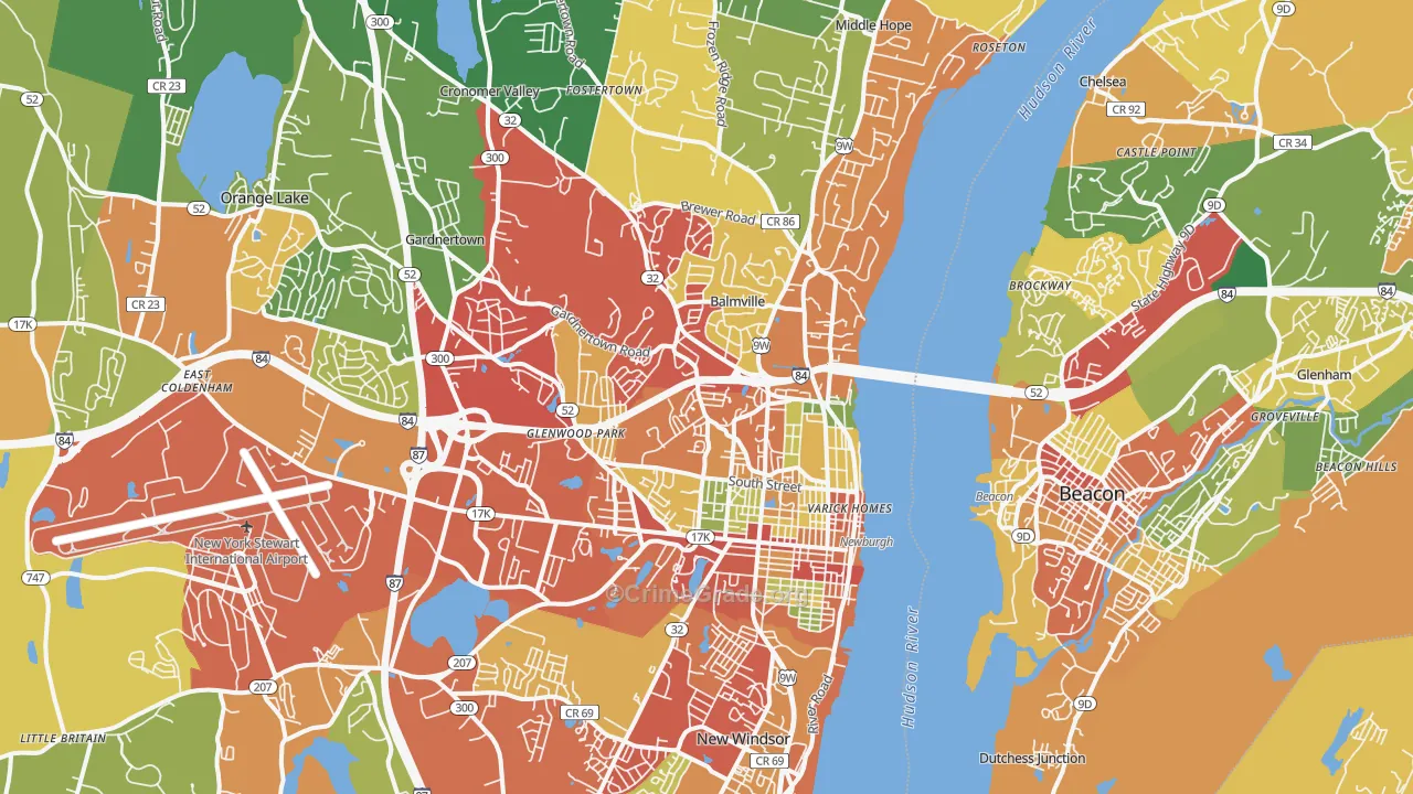 Newburgh, NY Map of Theft Rates