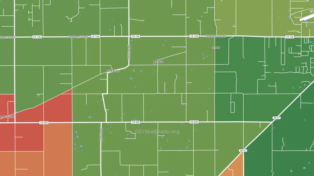 Newburn, FL Map of Theft Rates