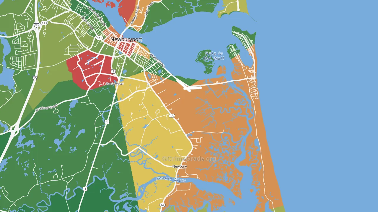 Newbury, MA Map of Theft Rates