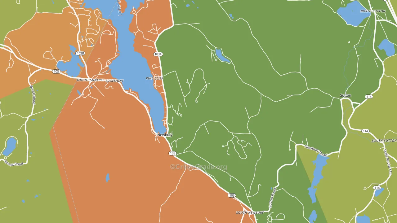 Newbury, NH Map of Theft Rates