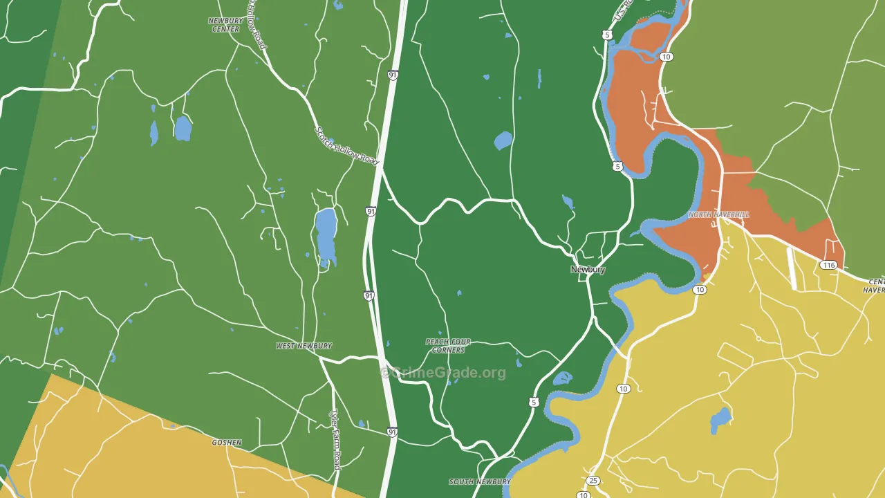 Newbury, VT Map of Theft Rates