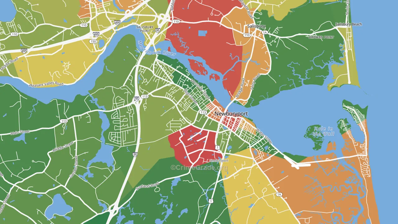 Newburyport, MA Map of Theft Rates