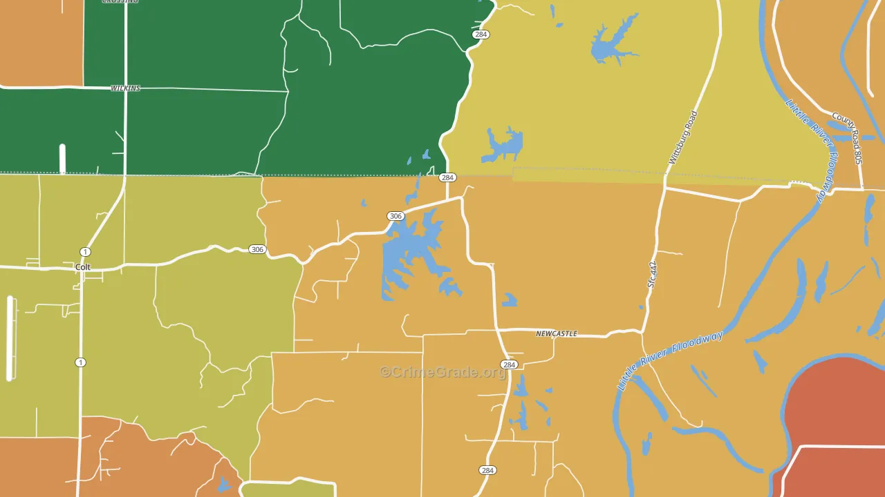 Newcastle, AR Map of Theft Rates
