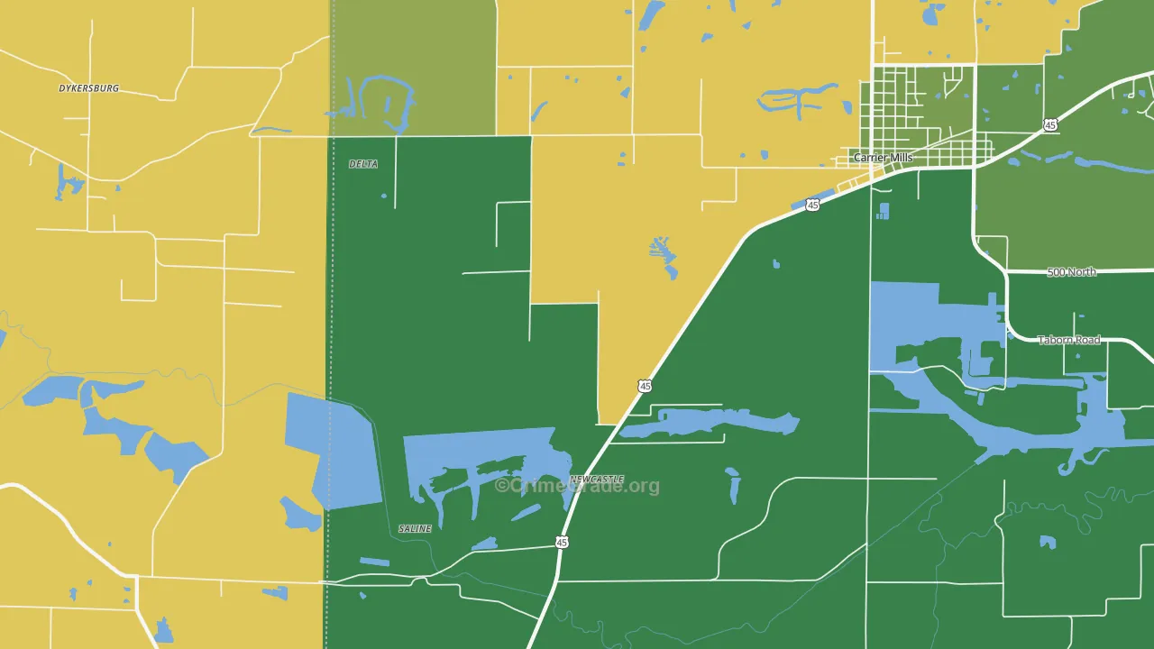 Newcastle, IL Map of Theft Rates