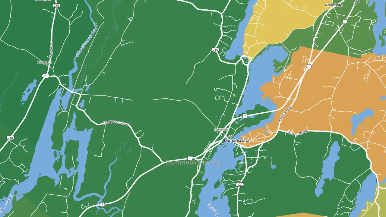 Newcastle, ME Map of Theft Rates