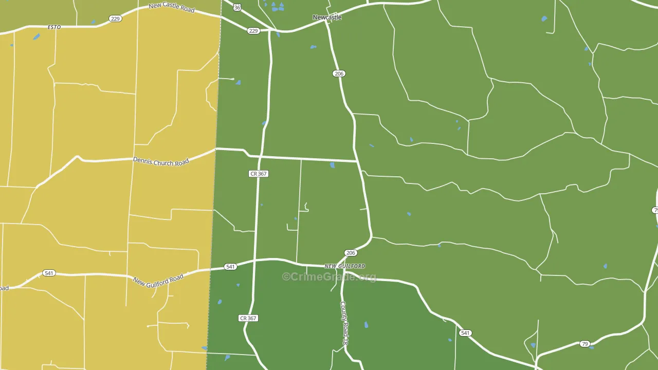 Newcastle, OH Map of Theft Rates