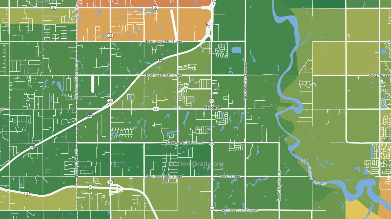 Newcastle, OK Map of Theft Rates