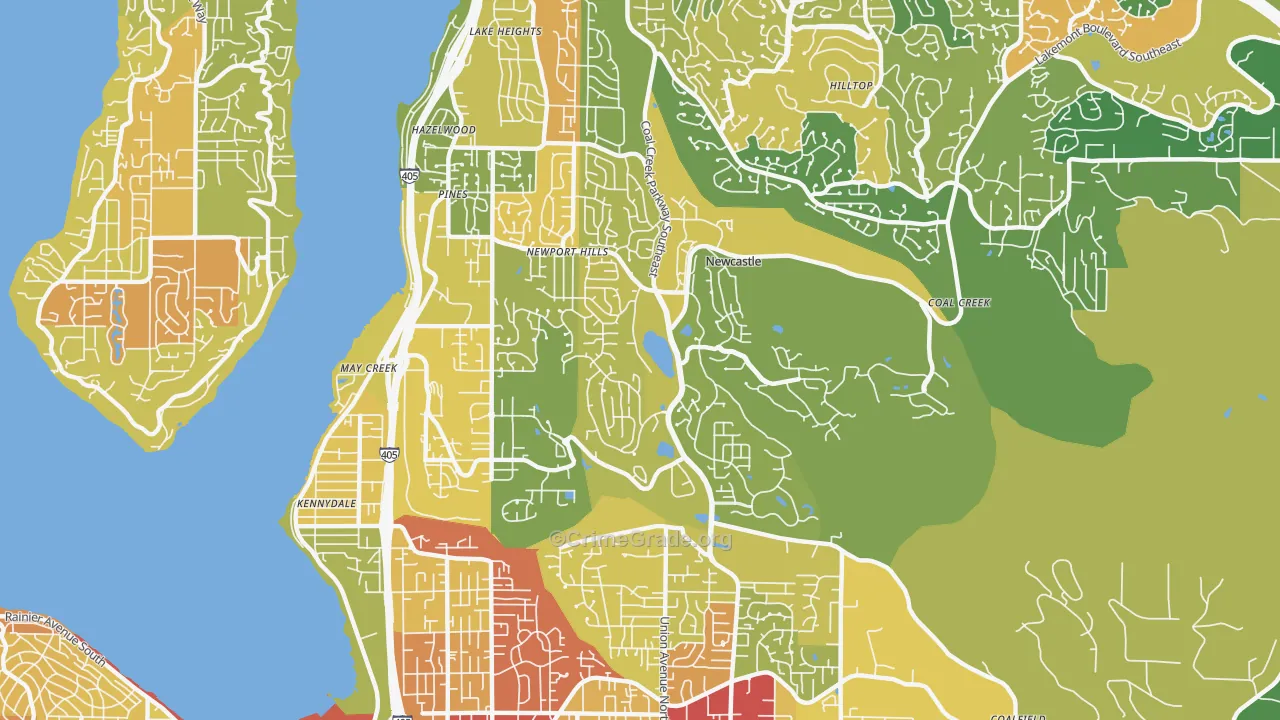 Newcastle, WA Map of Theft Rates