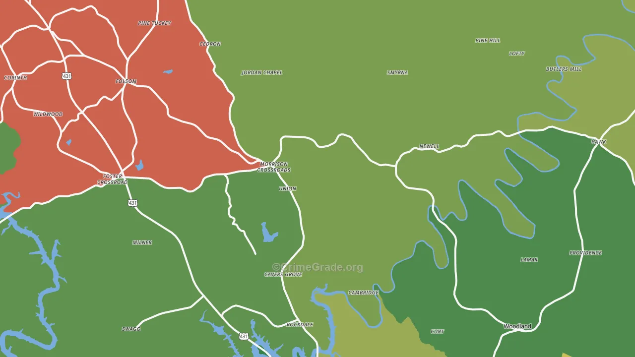 Newell, AL Map of Theft Rates