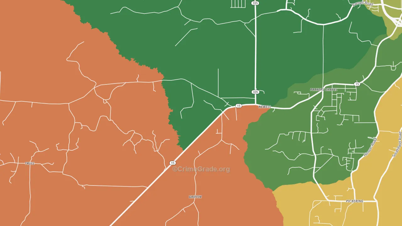 Newell, AR Map of Theft Rates