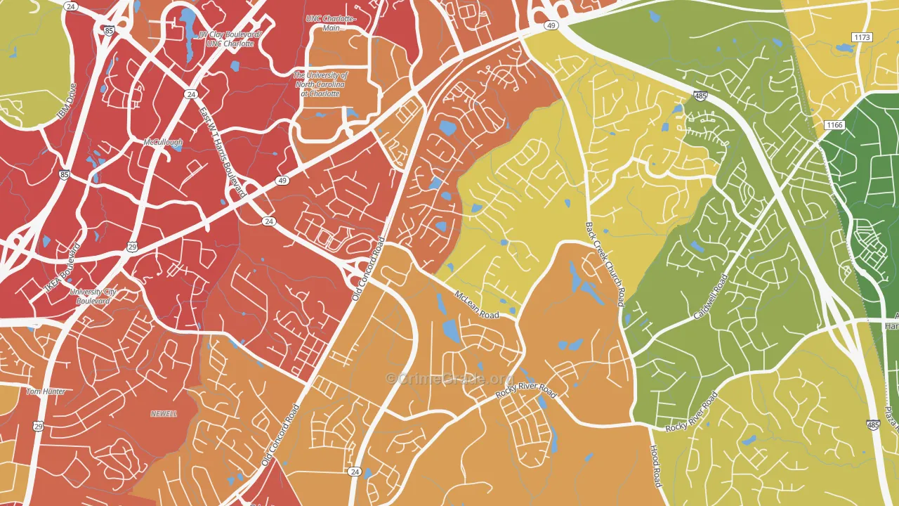 Newell, Charlotte, NC Map of Theft Rates