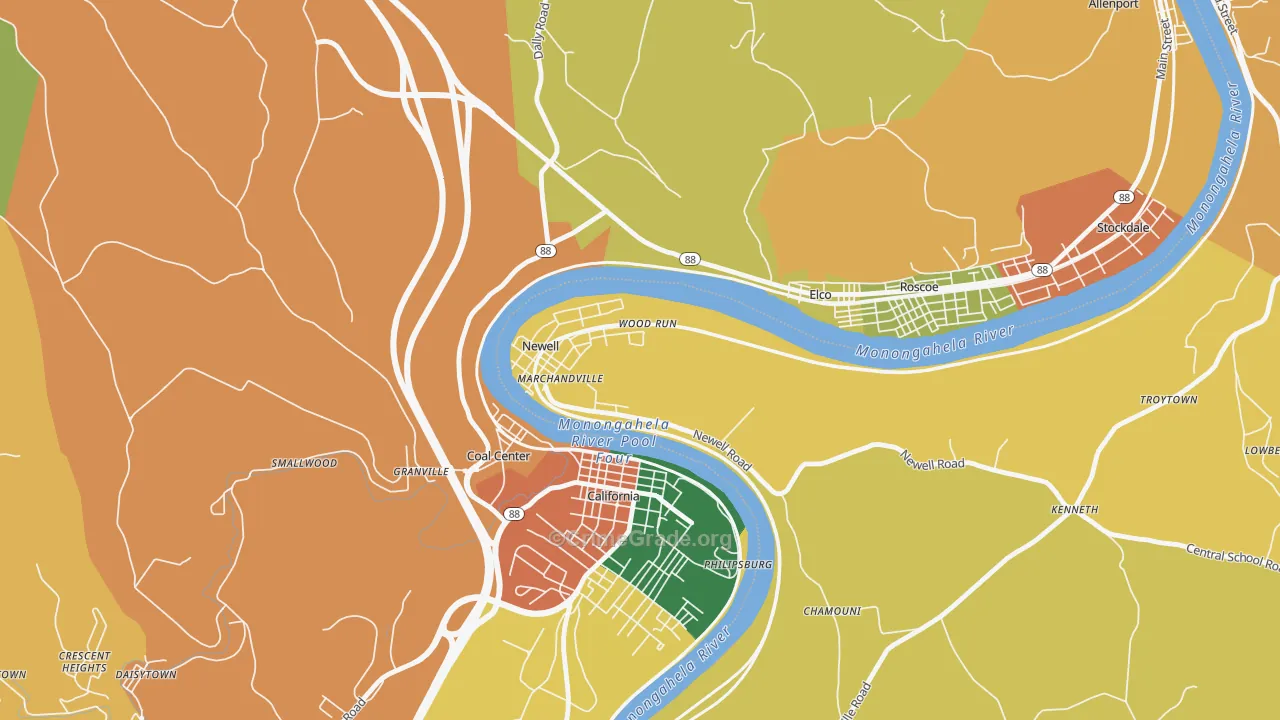 Newell, PA Map of Theft Rates