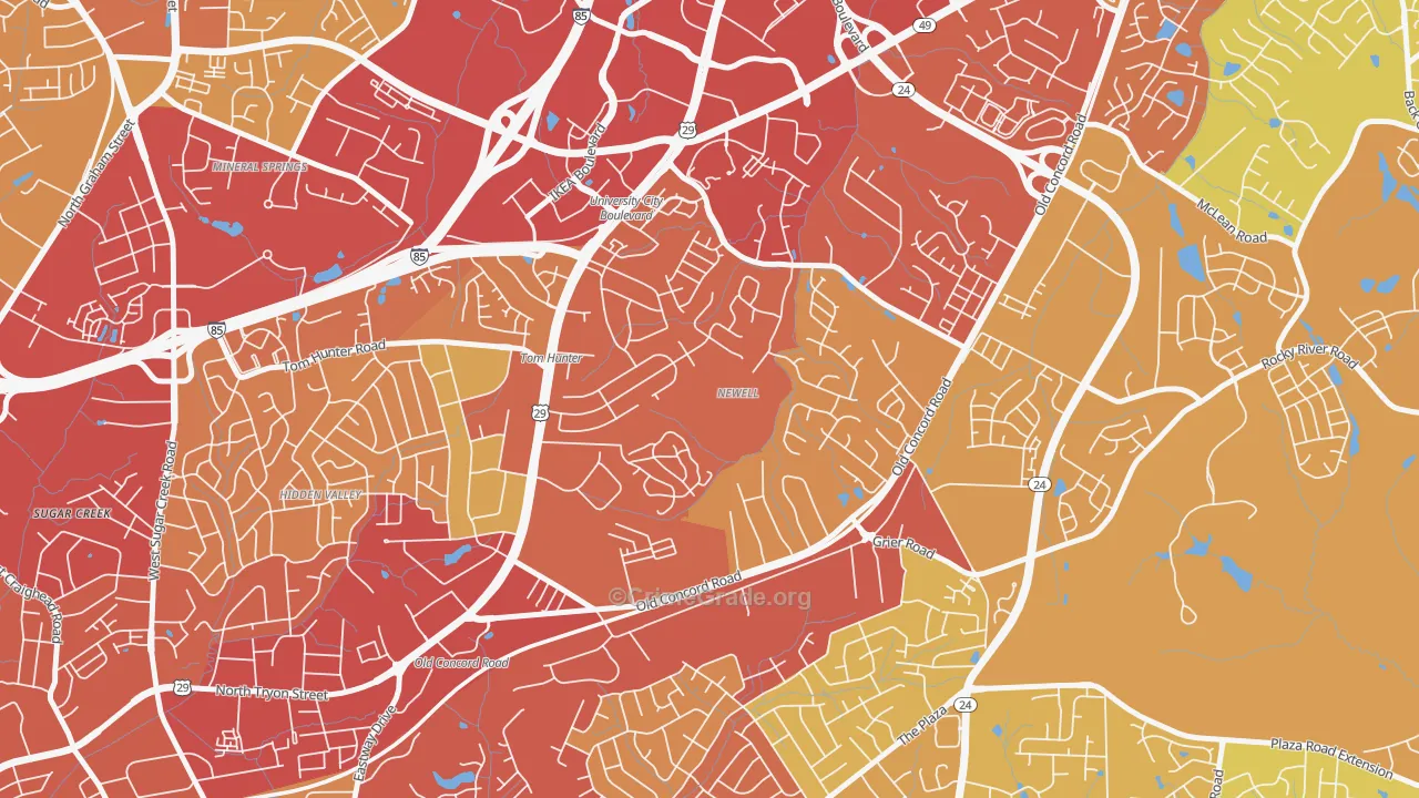 Newell South, Charlotte, NC Map of Theft Rates