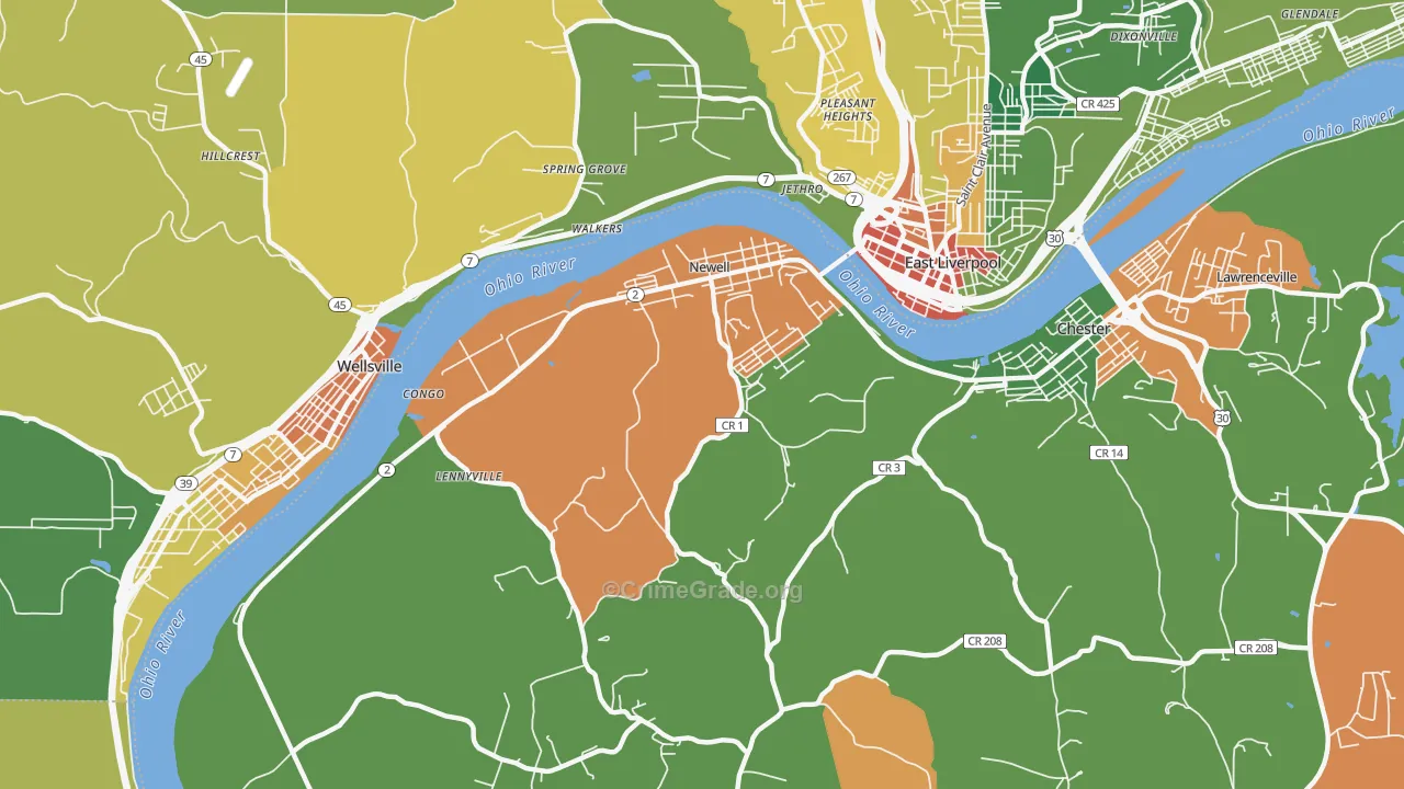 Newell, WV Map of Theft Rates