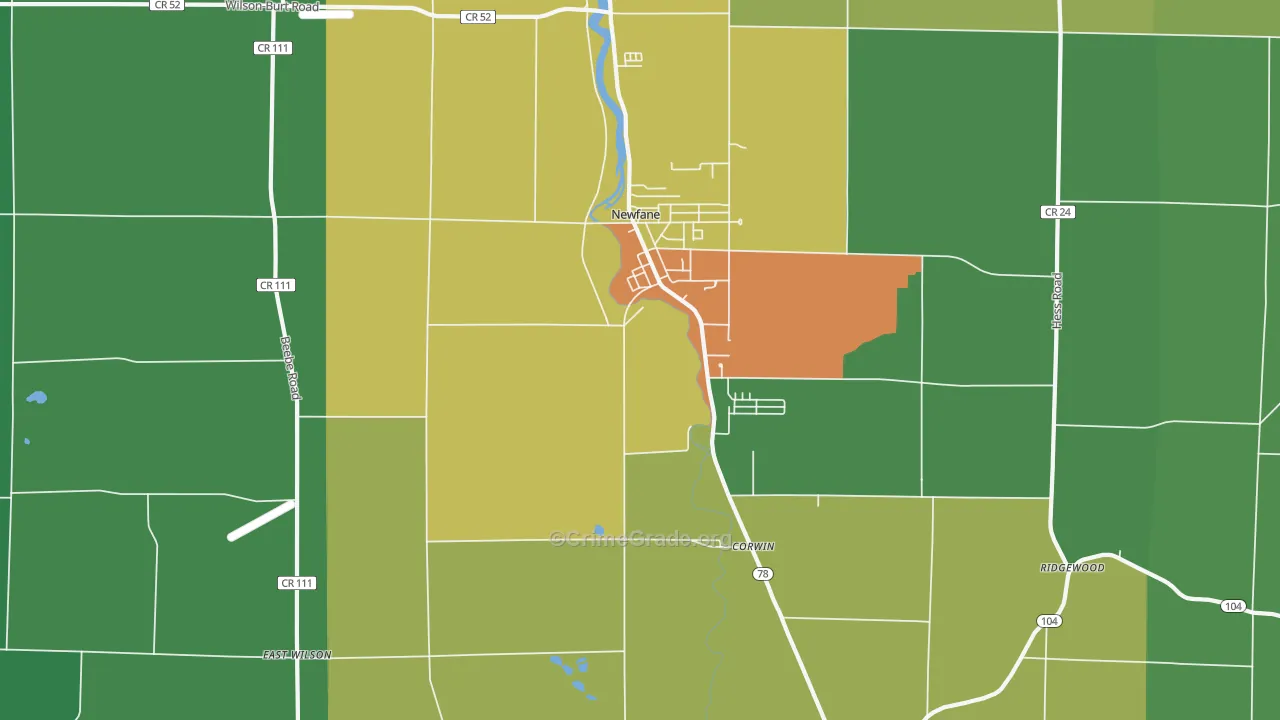 Newfane, NY Map of Theft Rates